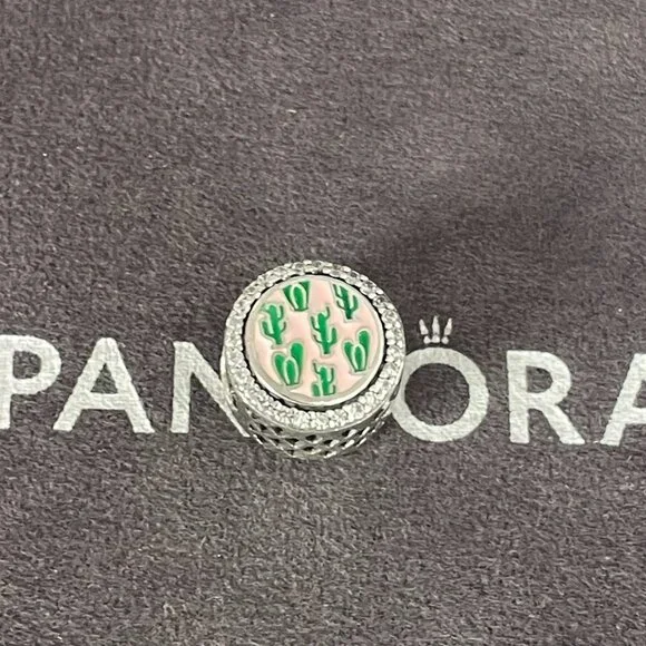 Pandora | Jewelry | Pandora Engraved Button Charm Cactus Curacao Charm |  Poshmark